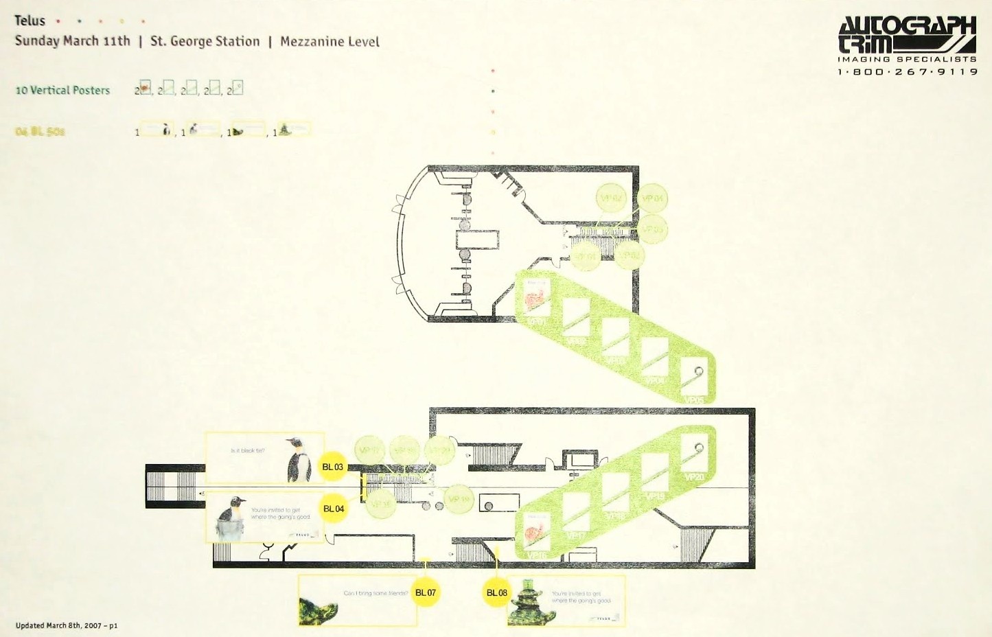 Installation Map for St. George Station; Mezzanine level